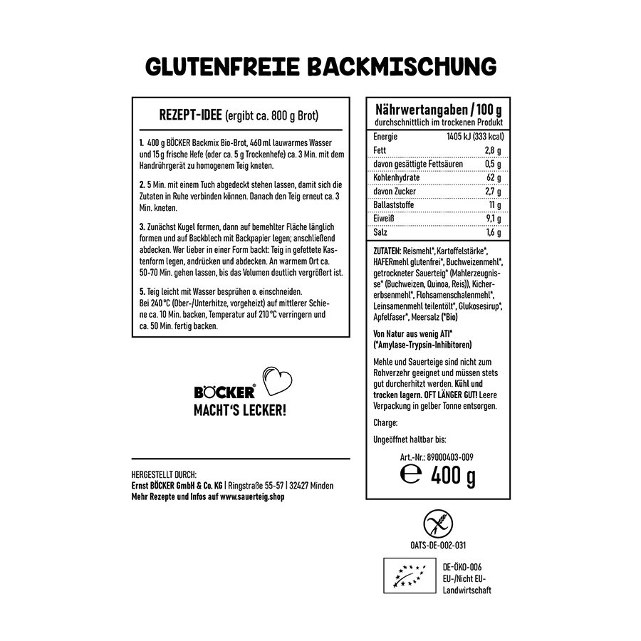 BÖCKER Sauerteig Backmix Bio-Brot 
