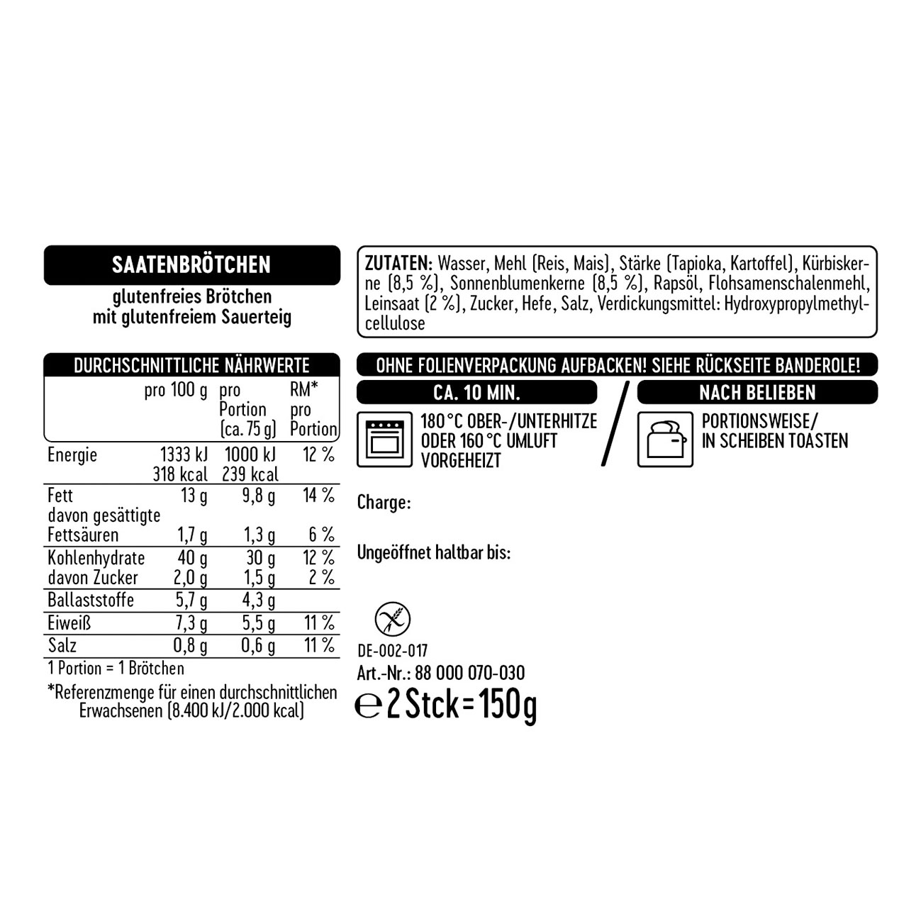 Saatenbrötchen 2x75g 