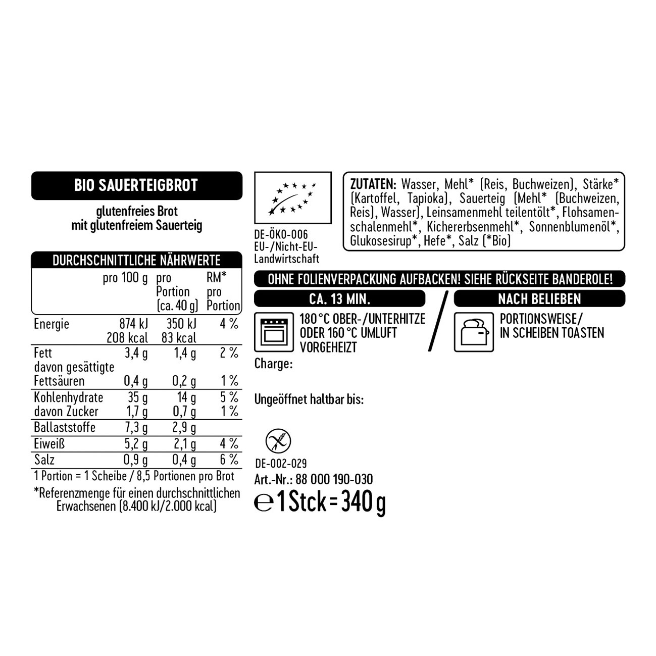 Bio Sauerteigbrot 340g 