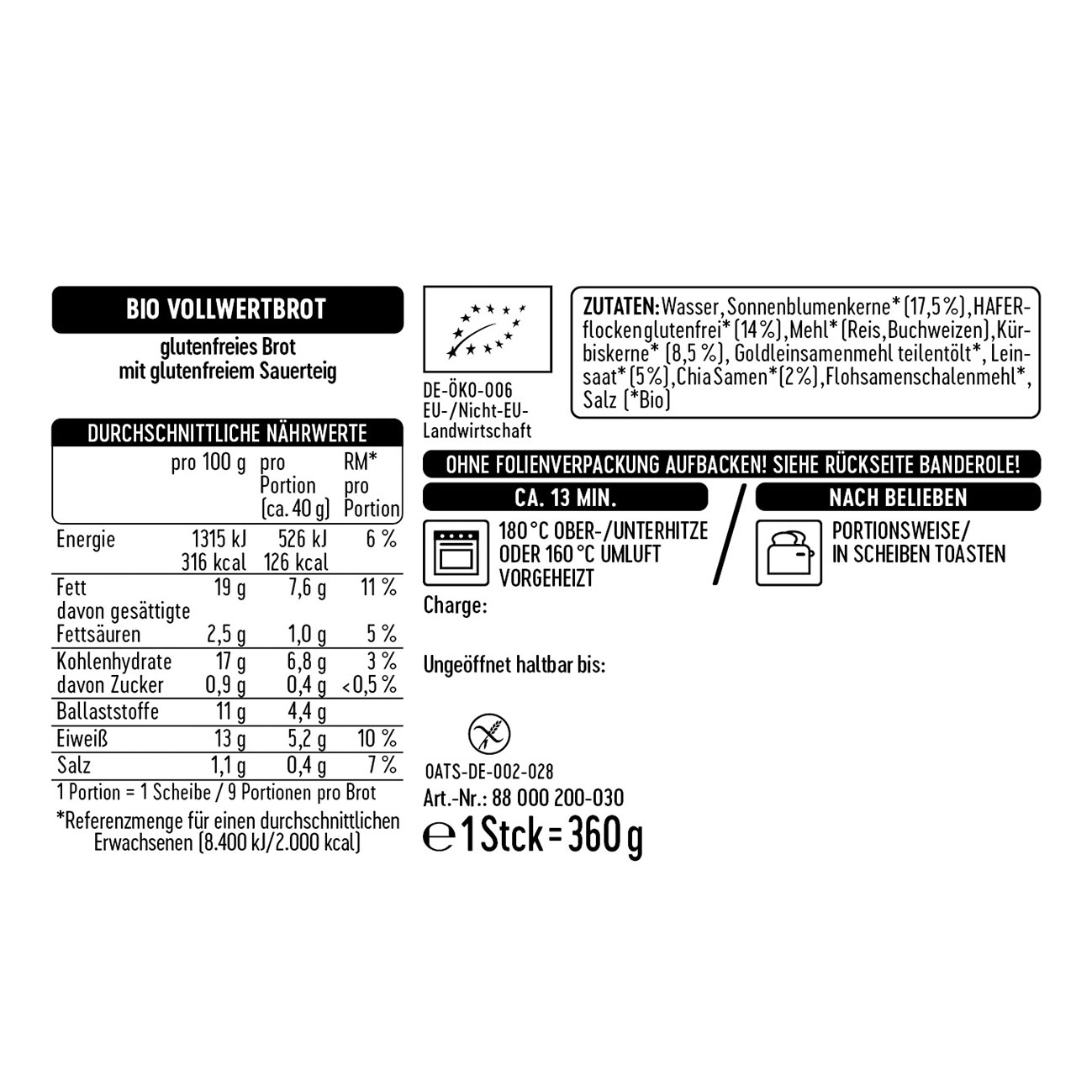 Bio Vollwertbrot 360g 