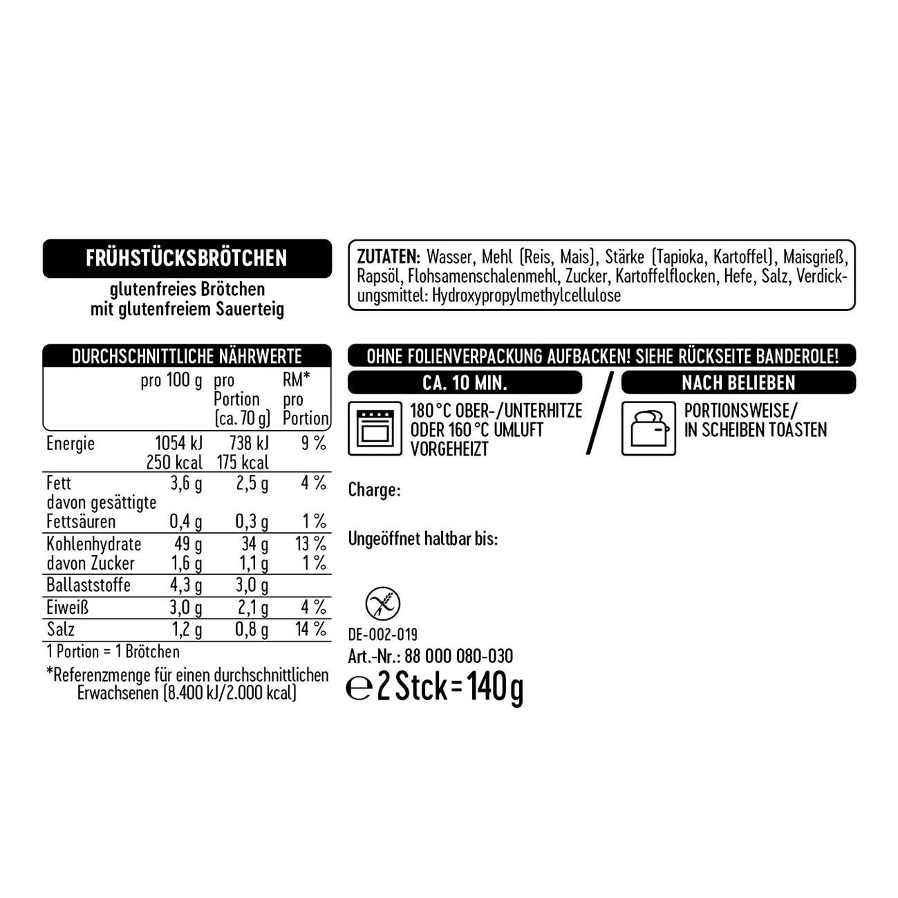 Frühstücksbrötchen 2x70g 