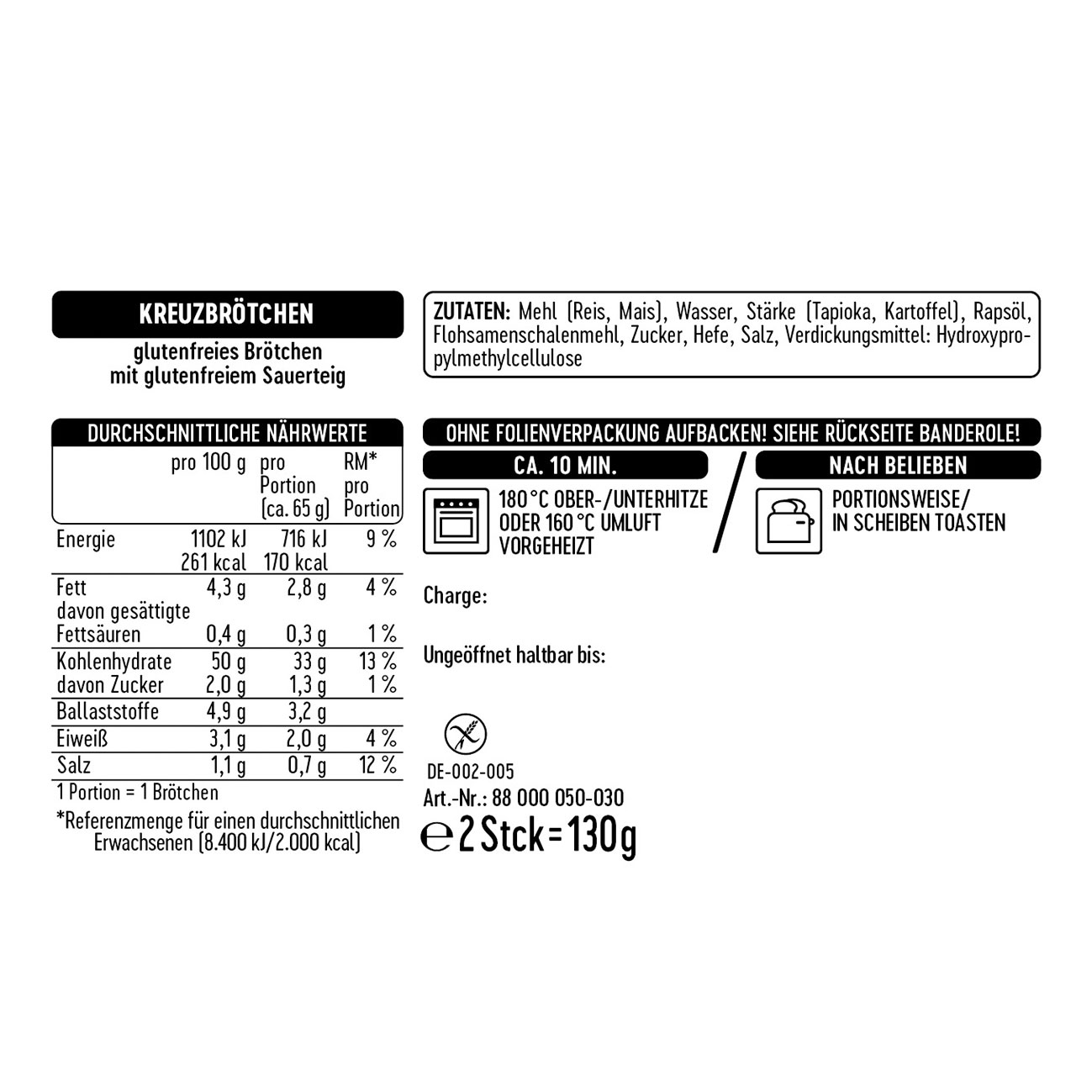 Kreuzbrötchen 2x 65g 